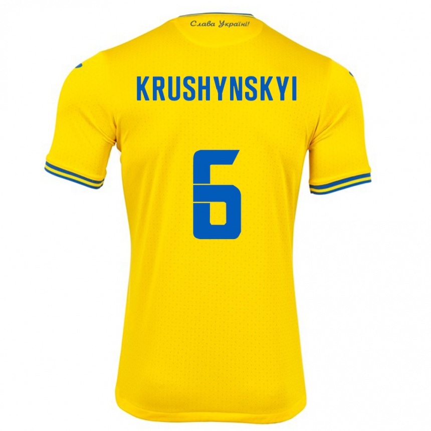 Kids Football Ukraine Borys Krushynskyi #6 Yellow Home Jersey 24-26 T-Shirt Nz