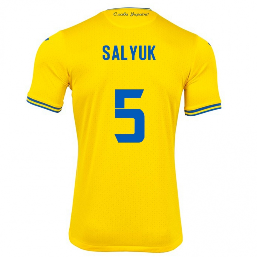 Kids Football Ukraine Volodymyr Salyuk #5 Yellow Home Jersey 24-26 T-Shirt Nz