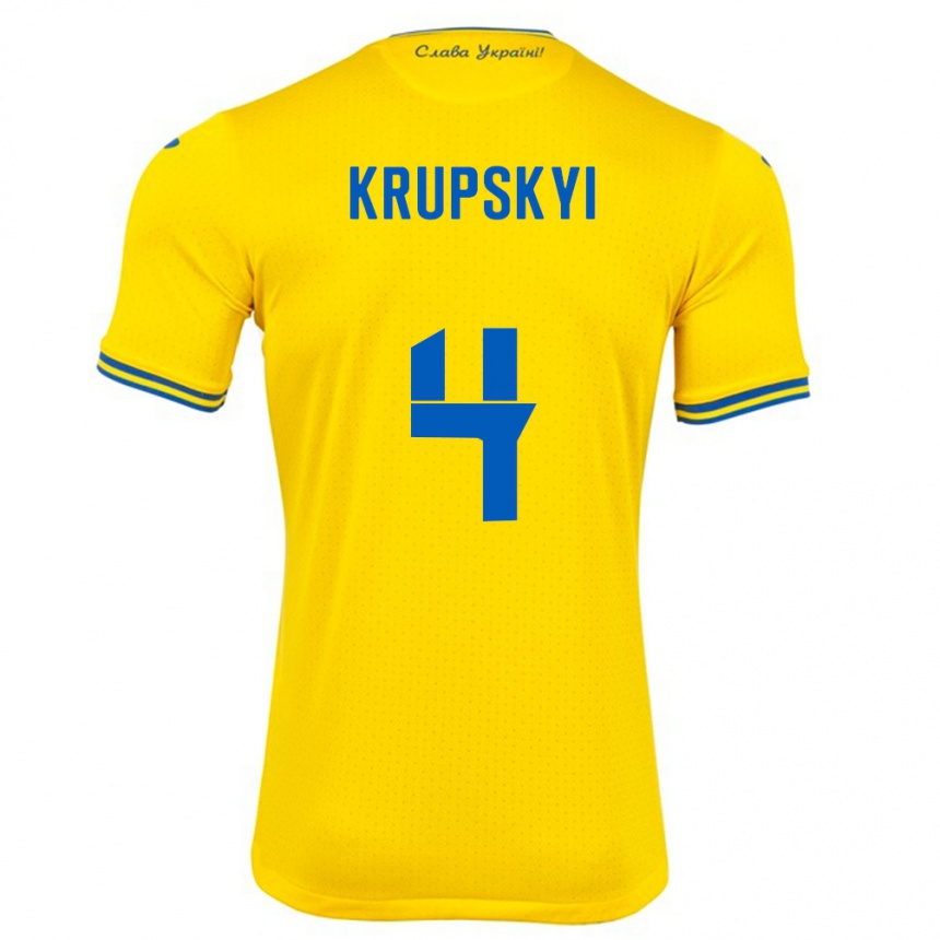 Kids Football Ukraine Ilya Krupskyi #4 Yellow Home Jersey 24-26 T-Shirt Nz