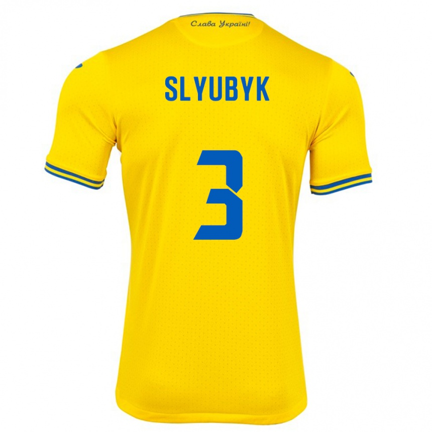 Kids Football Ukraine Bogdan Slyubyk #3 Yellow Home Jersey 24-26 T-Shirt Nz