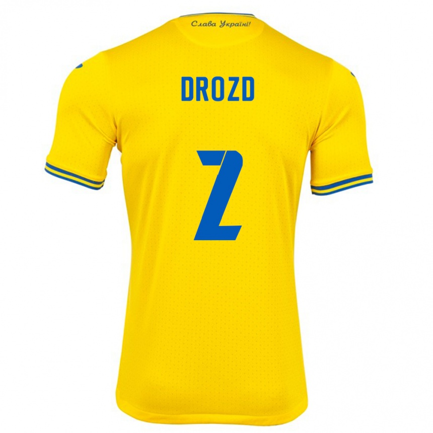 Kids Football Ukraine Anton Drozd #2 Yellow Home Jersey 24-26 T-Shirt Nz