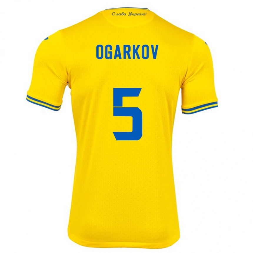 Kids Football Ukraine Mykola Ogarkov #5 Yellow Home Jersey 24-26 T-Shirt Nz