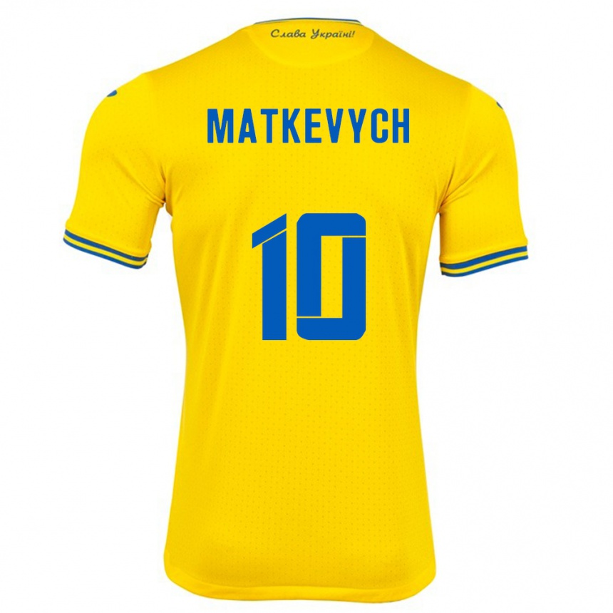 Kids Football Ukraine Andriy Matkevych #10 Yellow Home Jersey 24-26 T-Shirt Nz