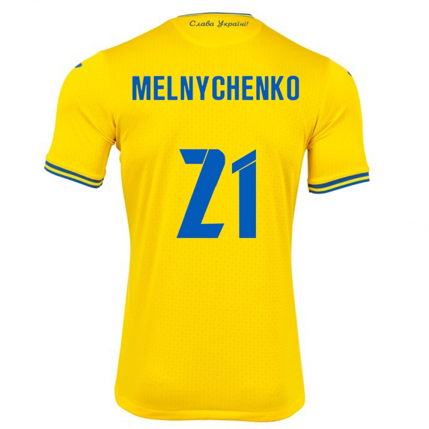 Kids Football Ukraine Maksym Melnychenko #21 Yellow Home Jersey 24-26 T-Shirt Nz