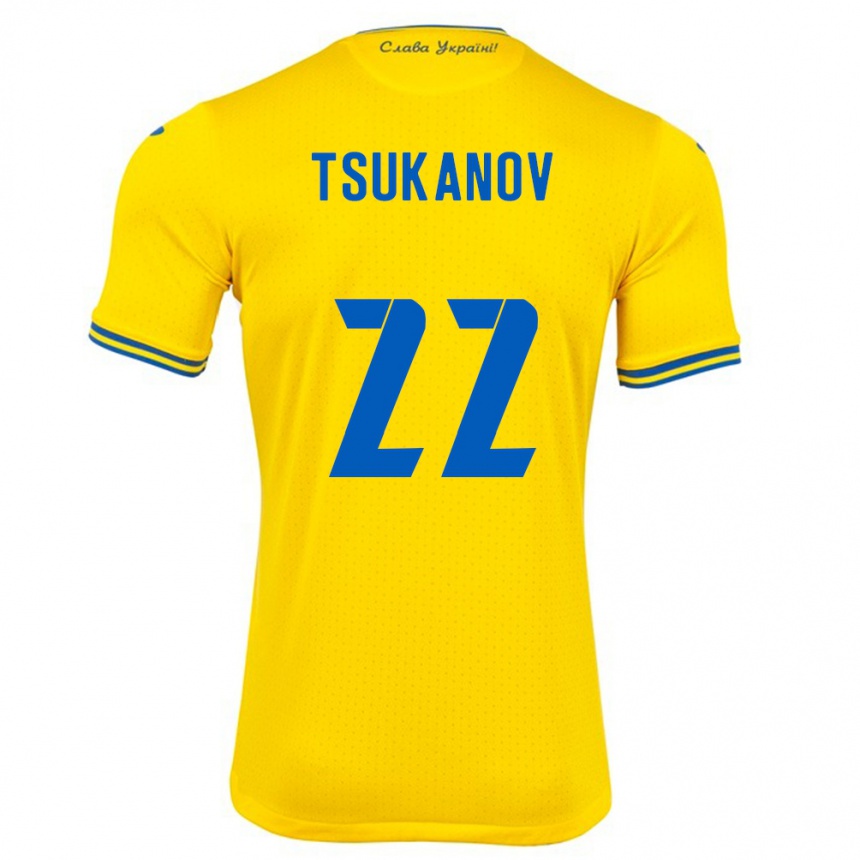 Kids Football Ukraine Viktor Tsukanov #22 Yellow Home Jersey 24-26 T-Shirt Nz