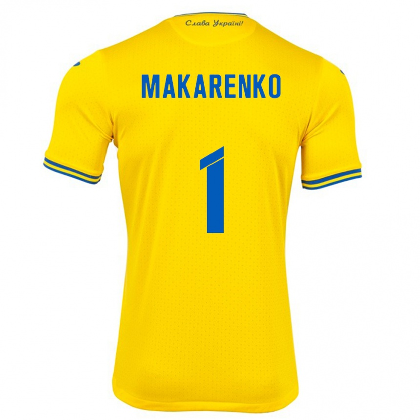 Kids Football Ukraine Nazar Makarenko #1 Yellow Home Jersey 24-26 T-Shirt Nz