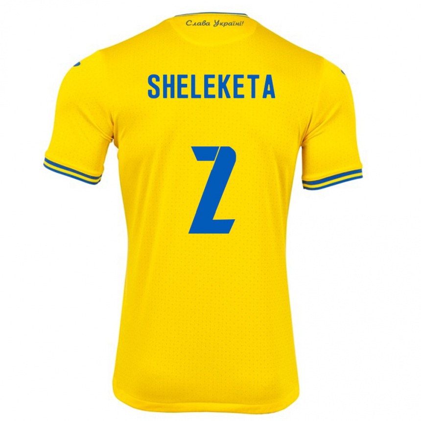 Kids Football Ukraine Mykyta Sheleketa #2 Yellow Home Jersey 24-26 T-Shirt Nz