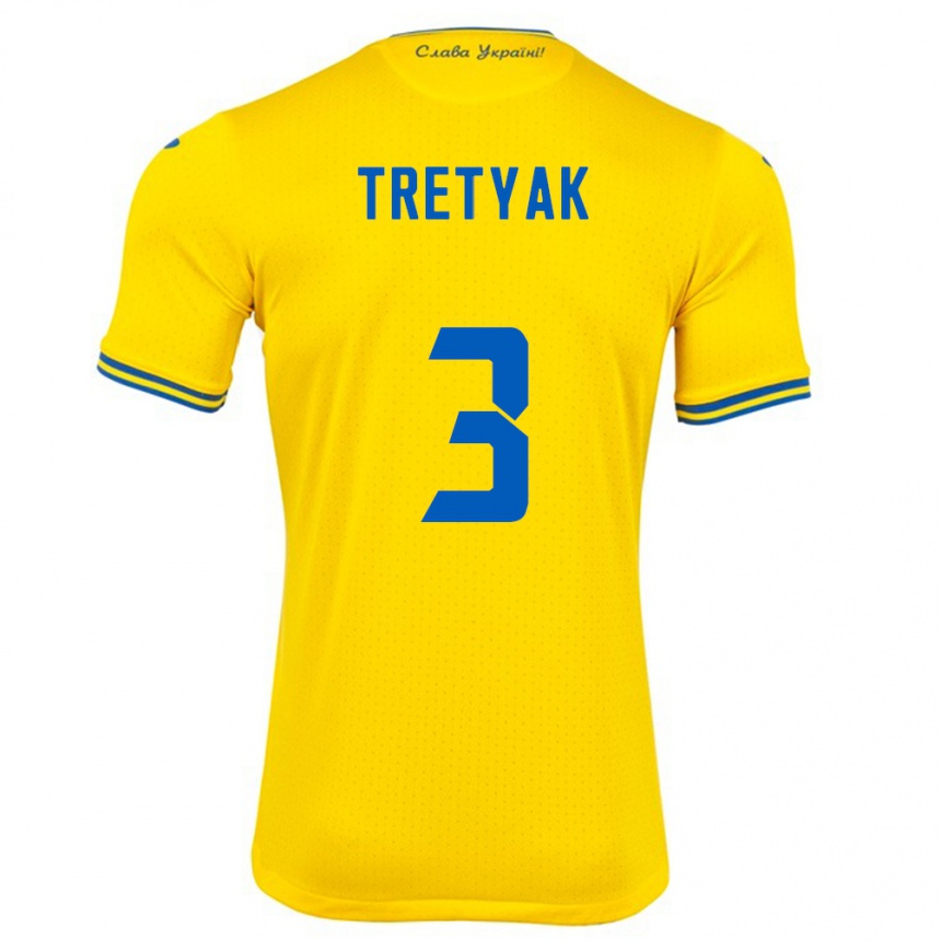 Kids Football Ukraine Demyan Tretyak #3 Yellow Home Jersey 24-26 T-Shirt Nz