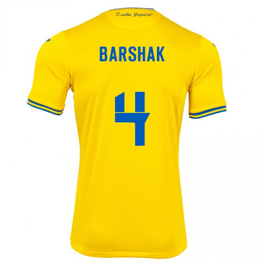 Kids Football Ukraine Maksym Barshak #4 Yellow Home Jersey 24-26 T-Shirt Nz