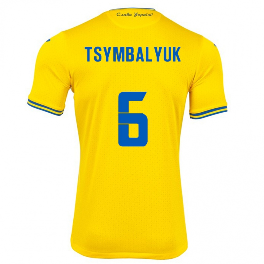 Kids Football Ukraine Maksym Tsymbalyuk #6 Yellow Home Jersey 24-26 T-Shirt Nz