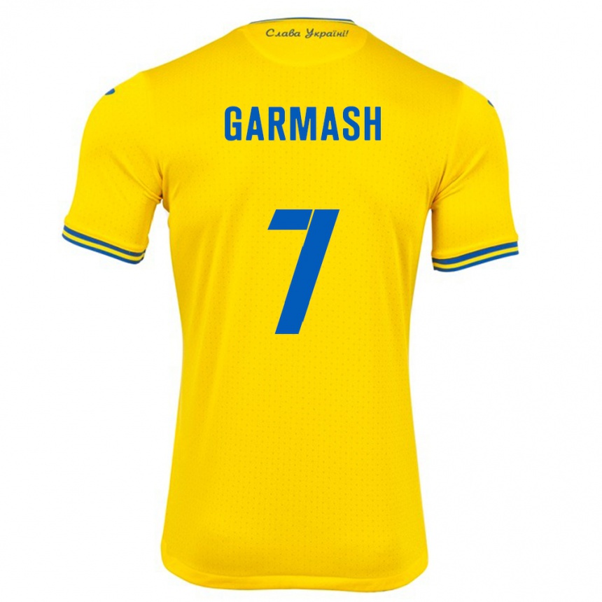 Kids Football Ukraine Yevgen Garmash #7 Yellow Home Jersey 24-26 T-Shirt Nz