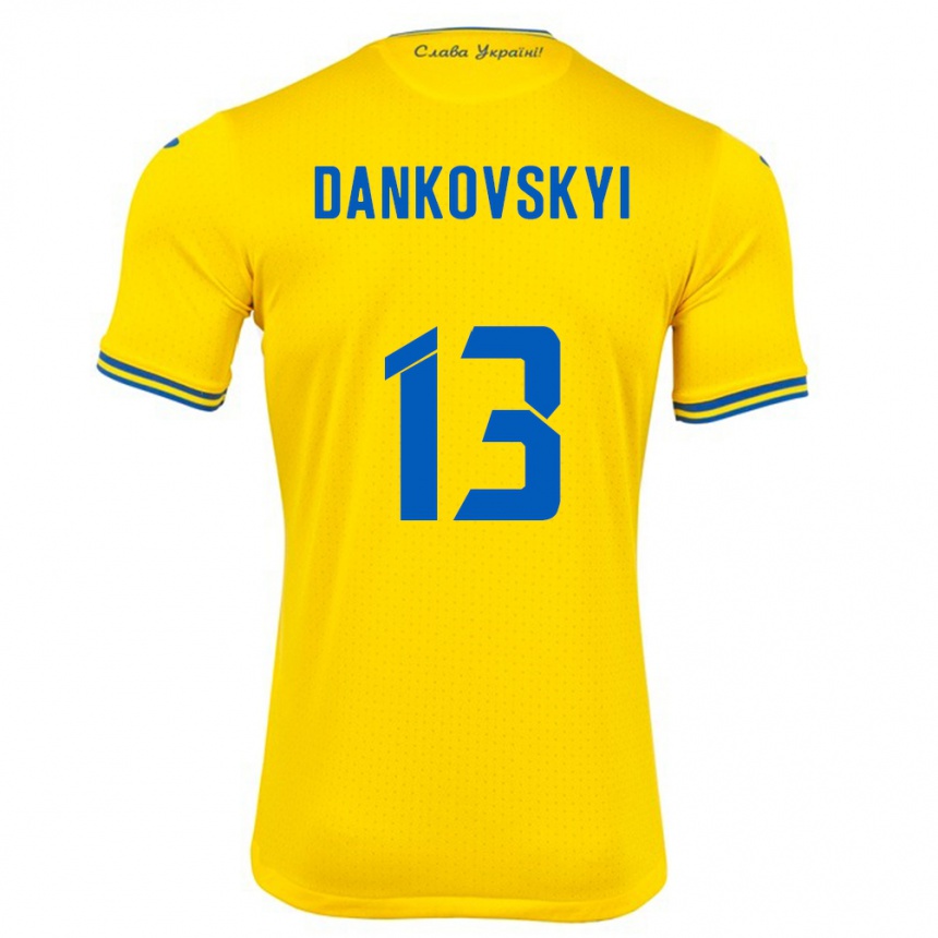 Kids Football Ukraine Yegor Dankovskyi #13 Yellow Home Jersey 24-26 T-Shirt Nz