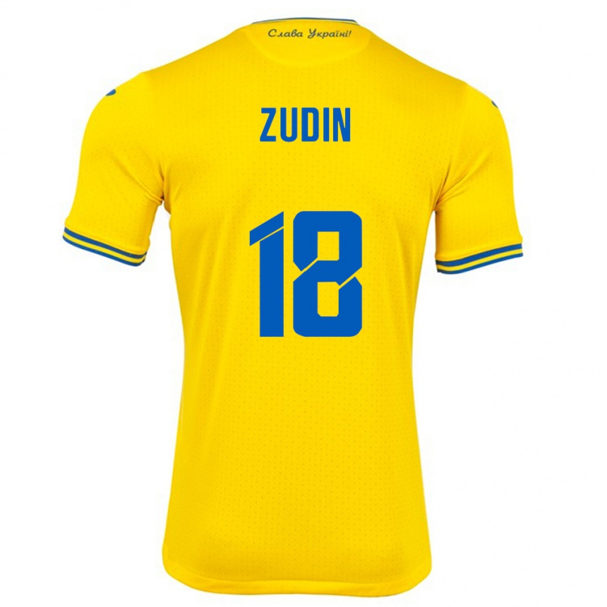 Kids Football Ukraine Dmytro Zudin #18 Yellow Home Jersey 24-26 T-Shirt Nz