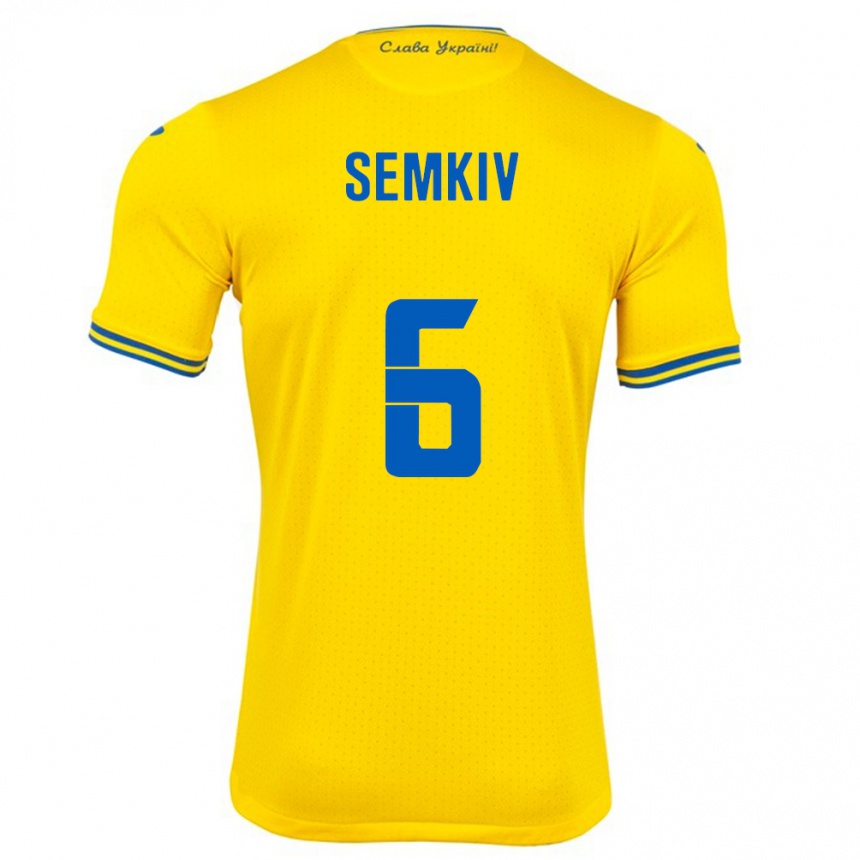 Kids Football Ukraine Dayana Semkiv #6 Yellow Home Jersey 24-26 T-Shirt Nz