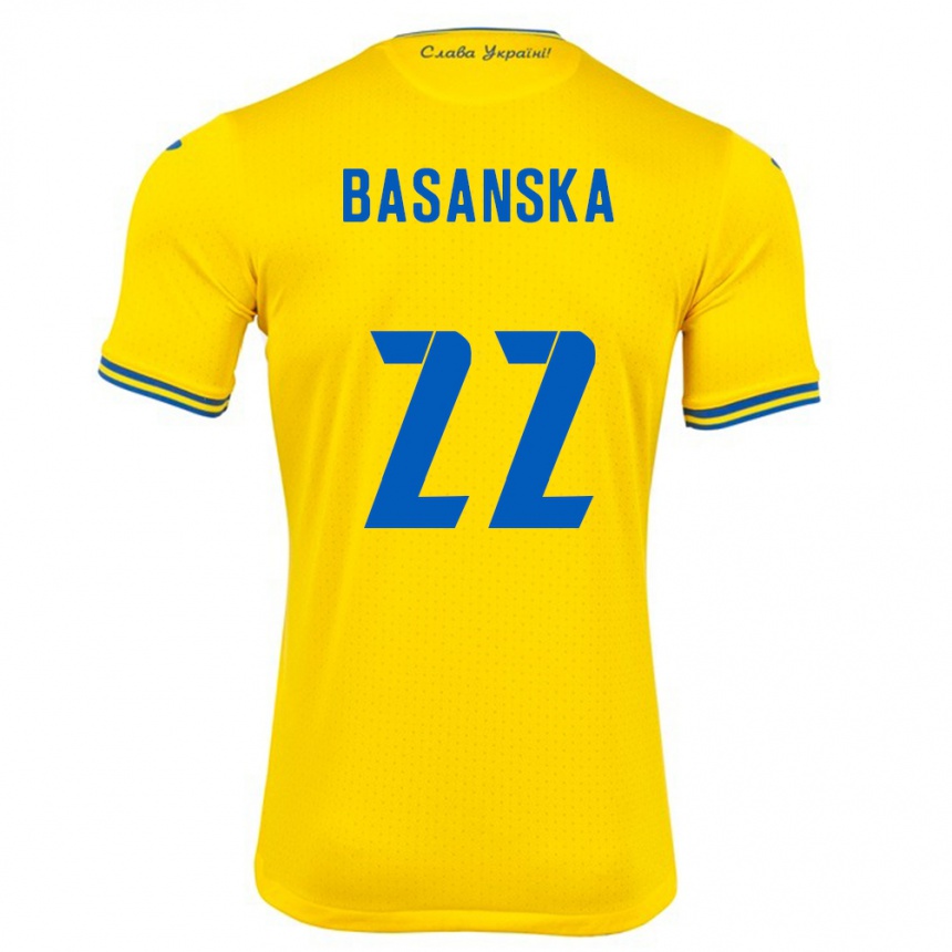 Kids Football Ukraine Olga Basanska #22 Yellow Home Jersey 24-26 T-Shirt Nz