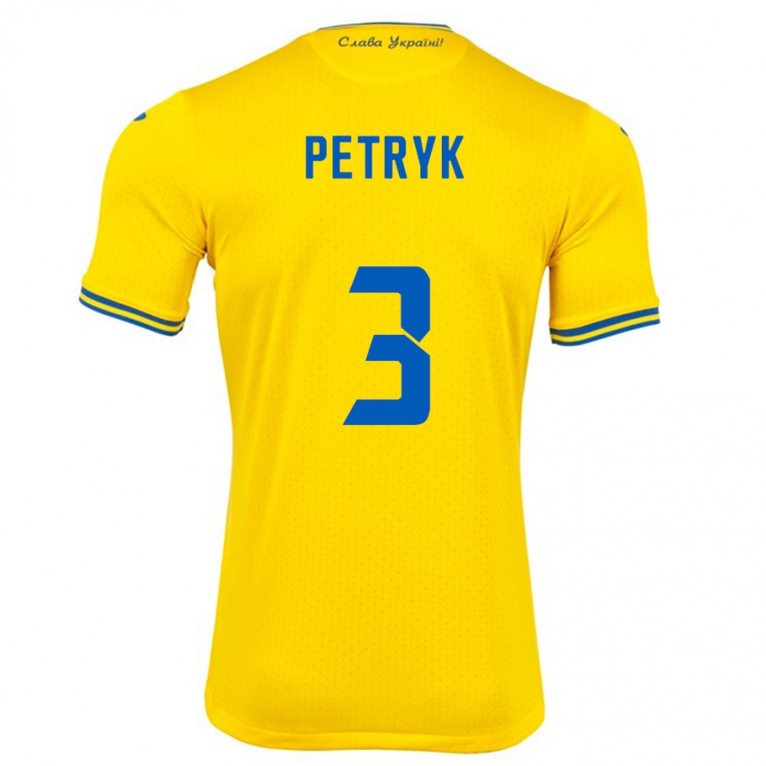 Kids Football Ukraine Anna Petryk #3 Yellow Home Jersey 24-26 T-Shirt Nz