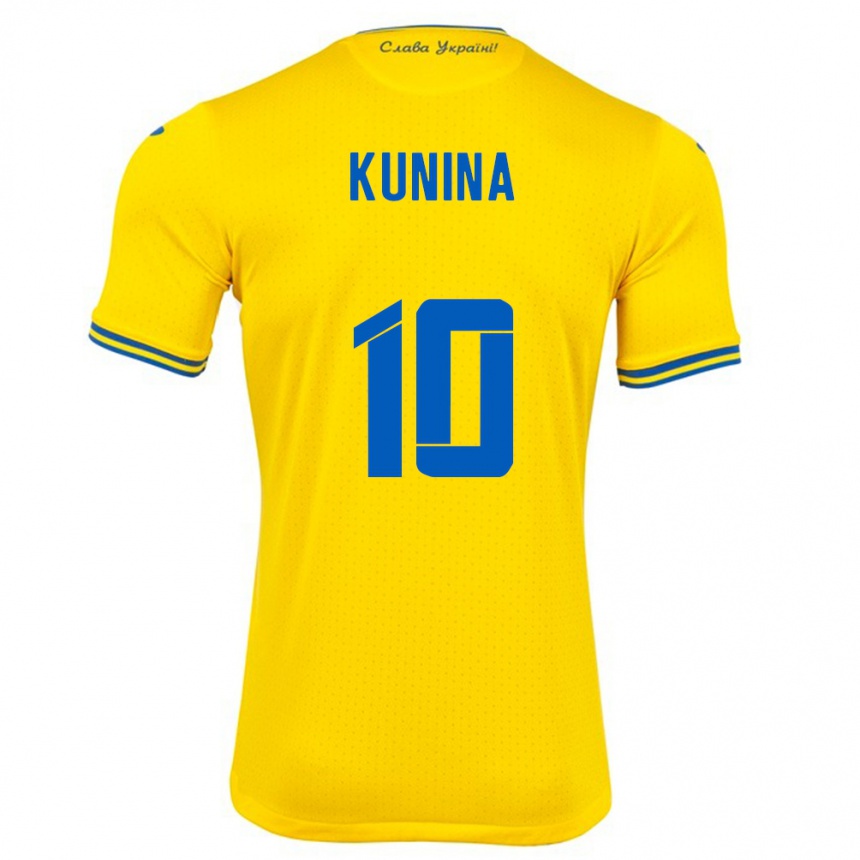 Kids Football Ukraine Nadiia Kunina #10 Yellow Home Jersey 24-26 T-Shirt Nz