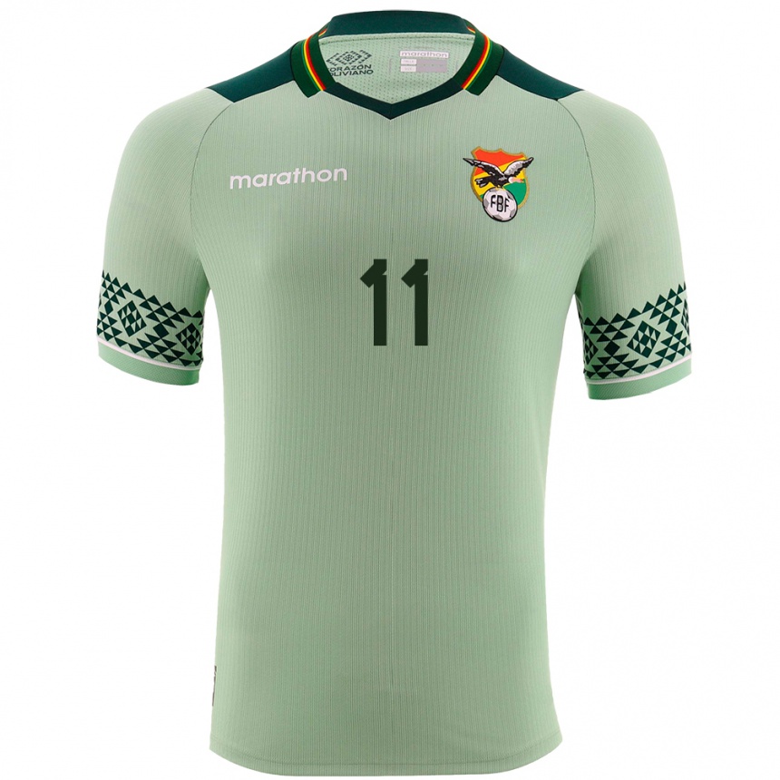 Kids Football Bolivia Carmelo Algarañaz #11 Light Green Home Jersey 24-26 T-Shirt Nz