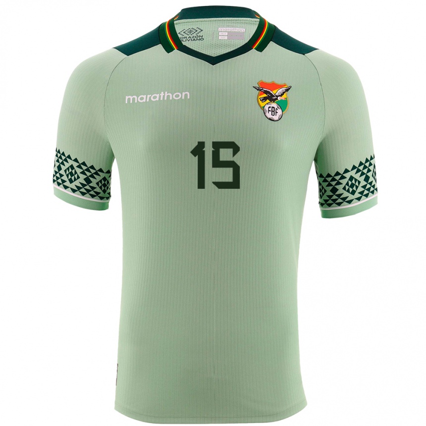 Kids Football Bolivia Aidé Mendiola #15 Light Green Home Jersey 24-26 T-Shirt Nz