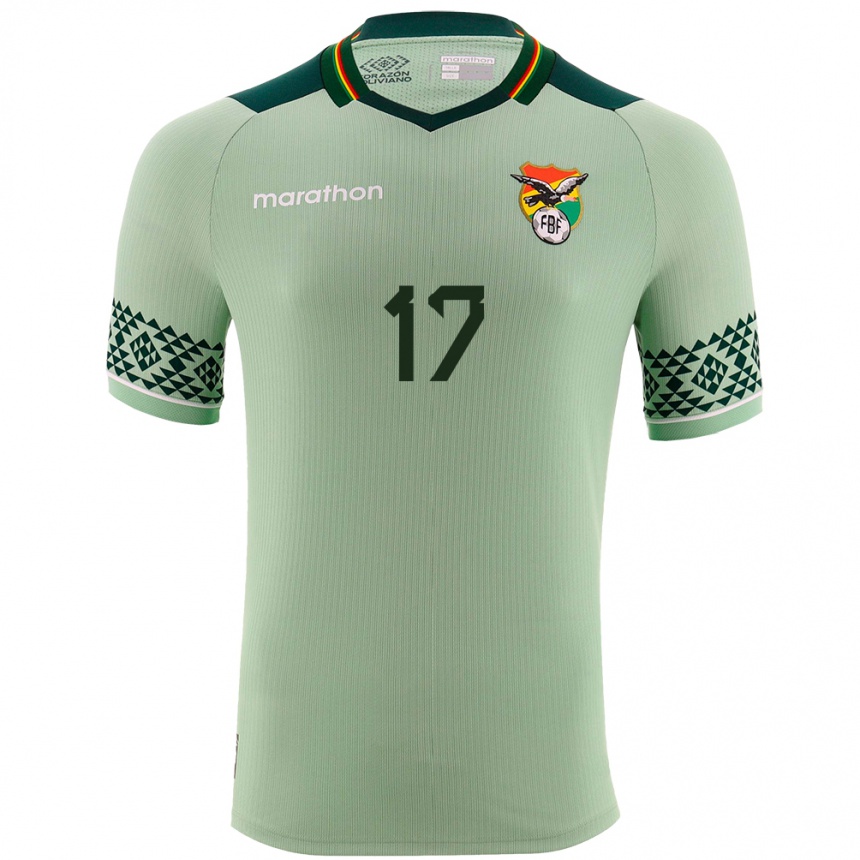 Kids Football Bolivia Jhon Velásquez #17 Light Green Home Jersey 24-26 T-Shirt Nz