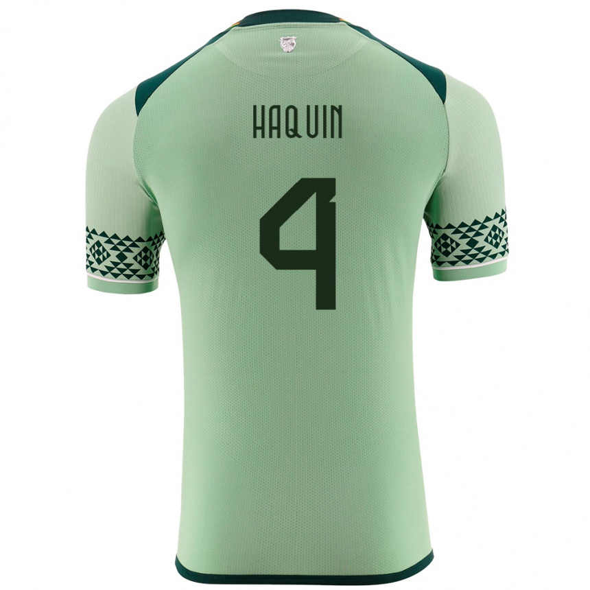 Kids Football Bolivia Luis Haquín #4 Light Green Home Jersey 24-26 T-Shirt Nz