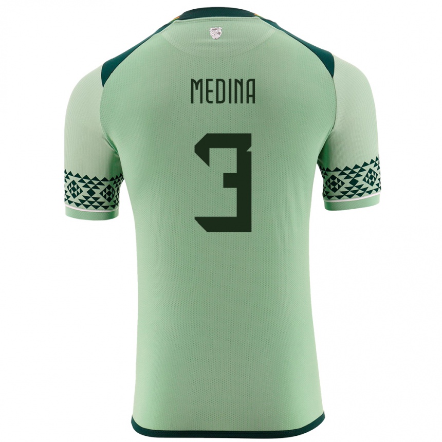 Kids Football Bolivia Diego Medina #3 Light Green Home Jersey 24-26 T-Shirt Nz