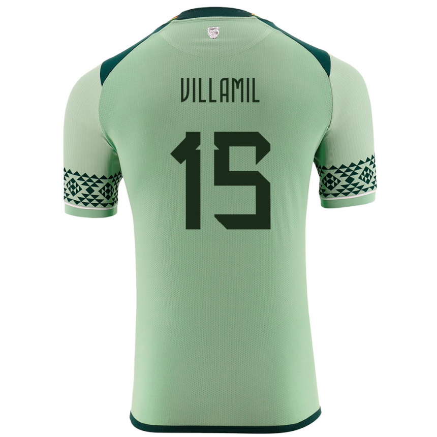 Kids Football Bolivia Gabriel Villamíl #15 Light Green Home Jersey 24-26 T-Shirt Nz