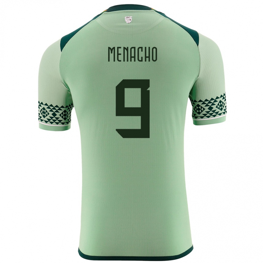 Kids Football Bolivia Cesar Menacho #9 Light Green Home Jersey 24-26 T-Shirt Nz