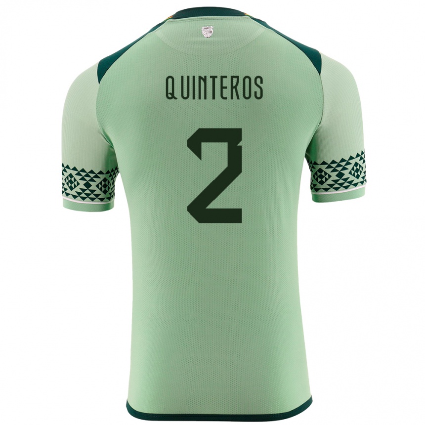 Kids Football Bolivia Jairo Quinteros #2 Light Green Home Jersey 24-26 T-Shirt Nz