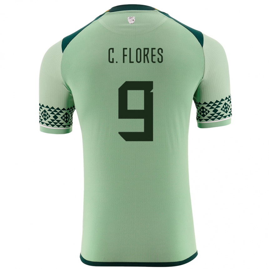 Kids Football Bolivia Cesar Flores #9 Light Green Home Jersey 24-26 T-Shirt Nz