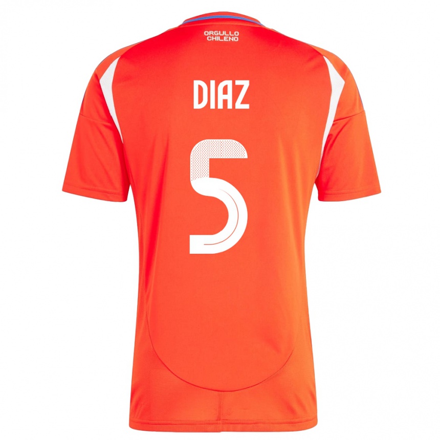 Kids Football Chile Paulo Díaz #5 Red Home Jersey 24-26 T-Shirt Nz