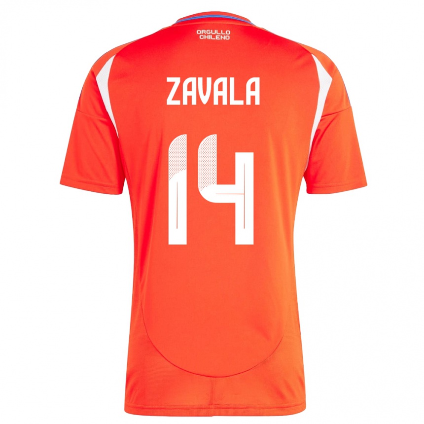 Kids Football Chile Cristián Zavala #14 Red Home Jersey 24-26 T-Shirt Nz