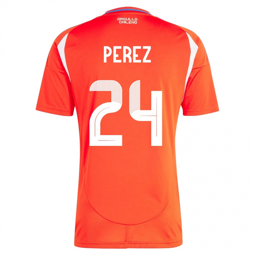 Kids Football Chile César Pérez #24 Red Home Jersey 24-26 T-Shirt Nz