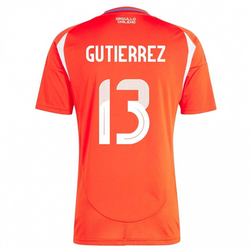 Kids Football Chile Daniel Gutiérrez #13 Red Home Jersey 24-26 T-Shirt Nz