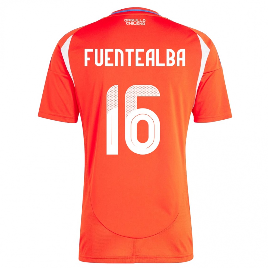 Kids Football Chile Jeison Fuentealba #16 Red Home Jersey 24-26 T-Shirt Nz