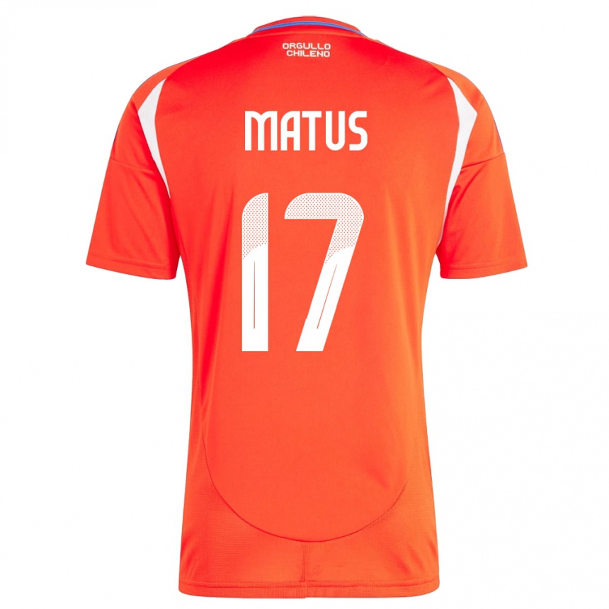 Kids Football Chile Esteban Matus #17 Red Home Jersey 24-26 T-Shirt Nz