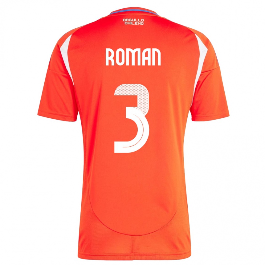 Kids Football Chile Iván Román #3 Red Home Jersey 24-26 T-Shirt Nz