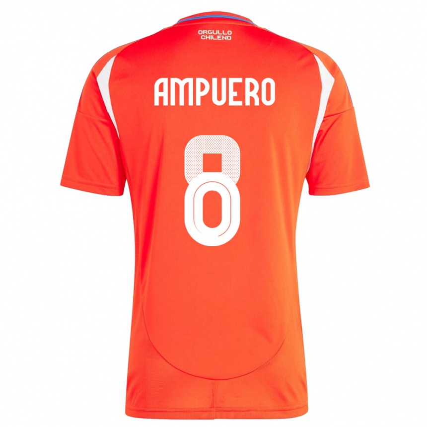 Kids Football Chile Benjamín Ampuero #8 Red Home Jersey 24-26 T-Shirt Nz