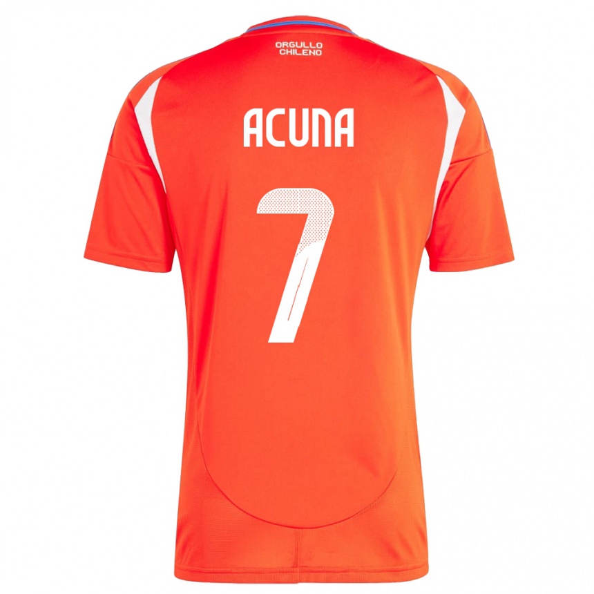 Kids Football Chile Yenny Acuña #7 Red Home Jersey 24-26 T-Shirt Nz