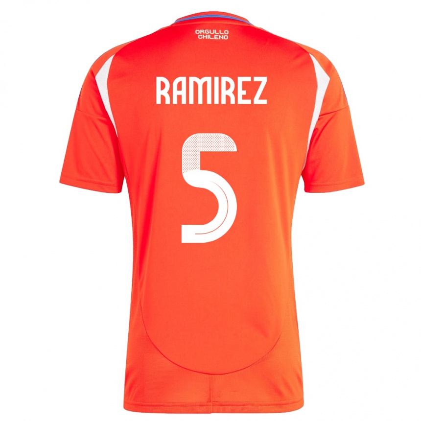 Kids Football Chile Fernanda Ramírez #5 Red Home Jersey 24-26 T-Shirt Nz