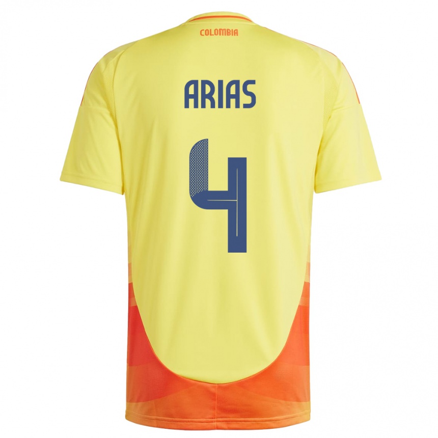 Kids Football Colombia Santiago Arias #4 Yellow Home Jersey 24-26 T-Shirt Nz