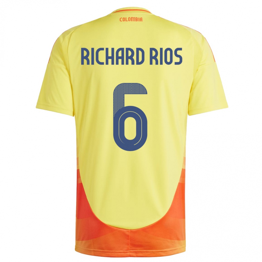 Kids Football Colombia Richard Ríos #6 Yellow Home Jersey 24-26 T-Shirt Nz