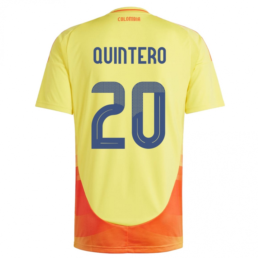 Kids Football Colombia Juan Fernando Quintero #20 Yellow Home Jersey 24-26 T-Shirt Nz