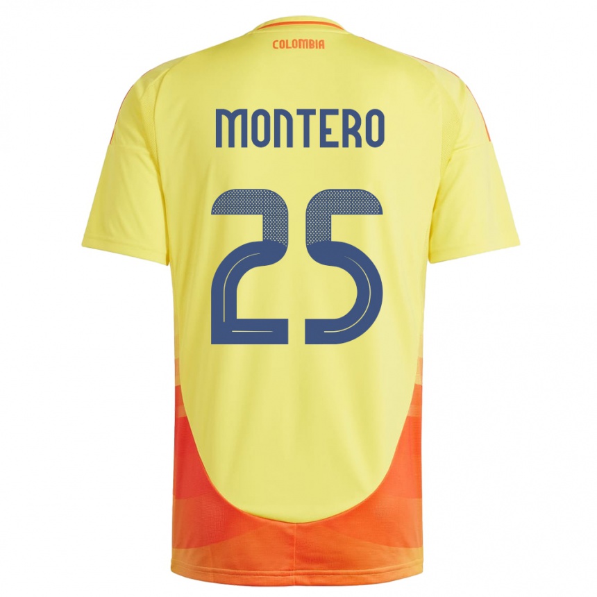 Kids Football Colombia Álvaro Montero #25 Yellow Home Jersey 24-26 T-Shirt Nz