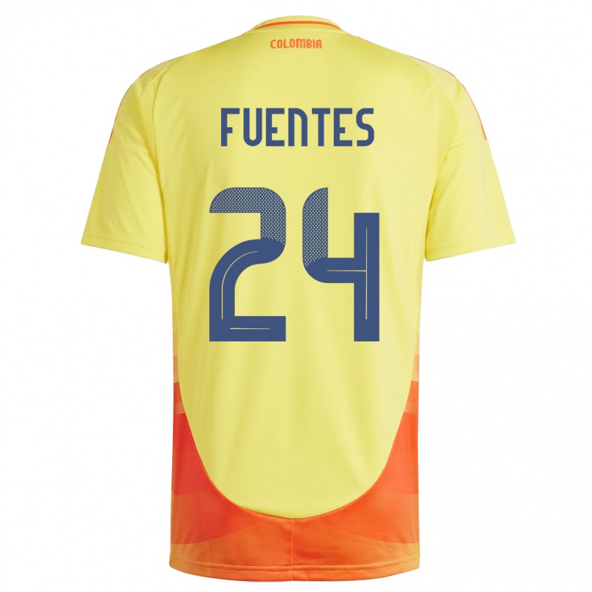 Kids Football Colombia Gabriel Fuentes #24 Yellow Home Jersey 24-26 T-Shirt Nz