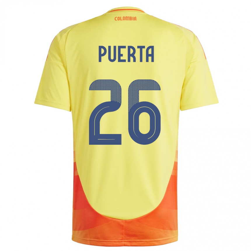 Kids Football Colombia Gustavo Puerta #26 Yellow Home Jersey 24-26 T-Shirt Nz