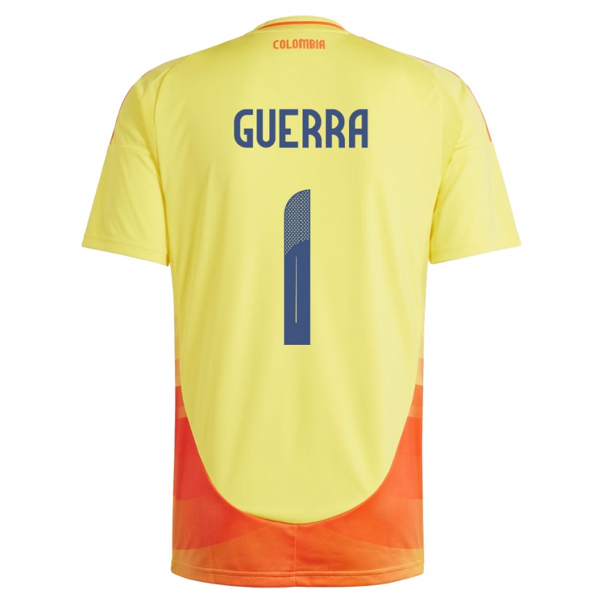 Kids Football Colombia Sebastián Guerra #1 Yellow Home Jersey 24-26 T-Shirt Nz