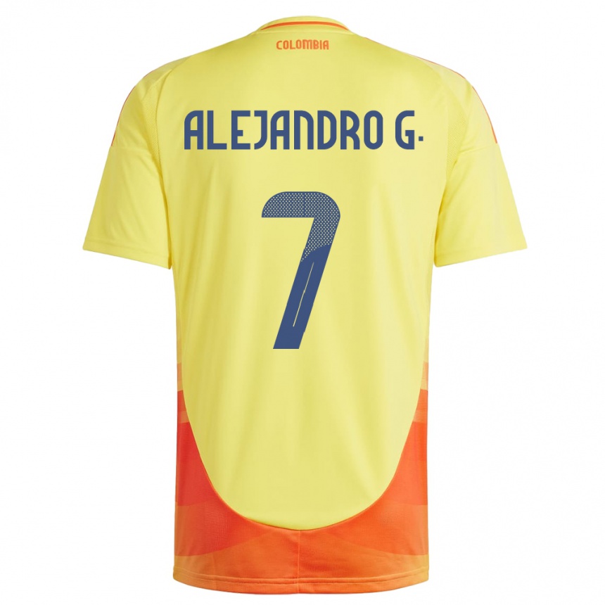 Kids Football Colombia Alejandro García #7 Yellow Home Jersey 24-26 T-Shirt Nz