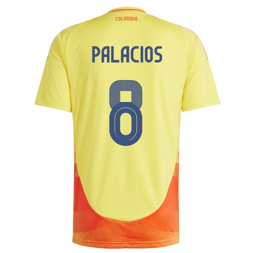 Kids Football Colombia Brahian Palacios #8 Yellow Home Jersey 24-26 T-Shirt Nz