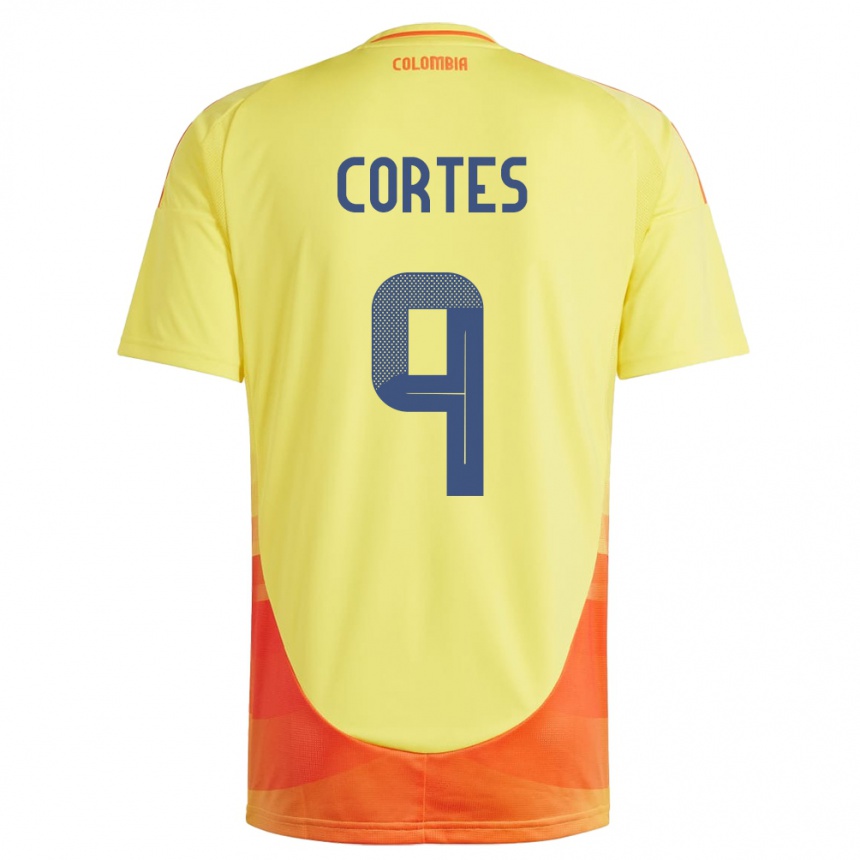 Kids Football Colombia Carlos Cortés #9 Yellow Home Jersey 24-26 T-Shirt Nz